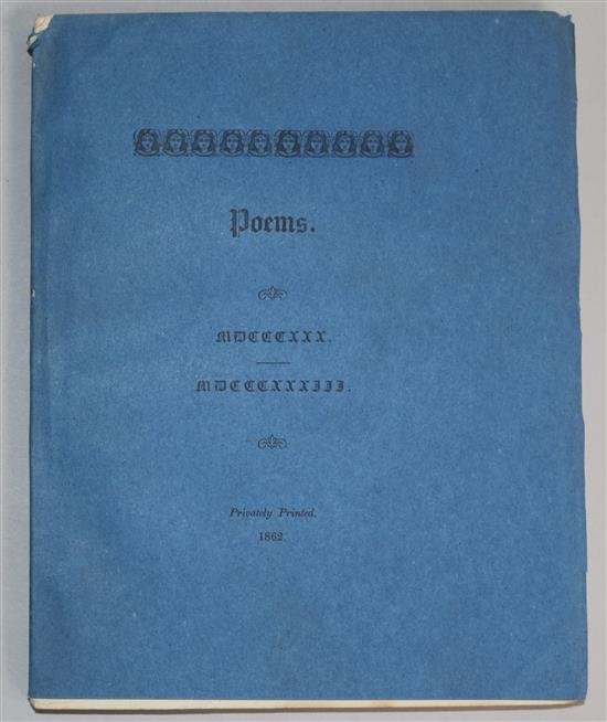 Tennyson, Alfred Baron Tennyson - Poems MDCCCXXX-MDCCCXXXII, uncut in original blue wrappers,